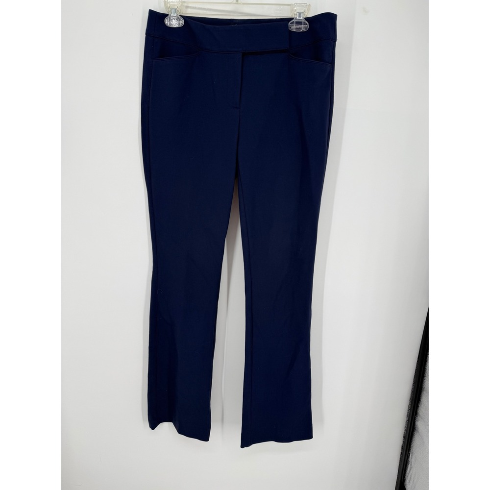 White House Black Market Boot Cut Trousers Women 6R Navy Blue Stretch Pants